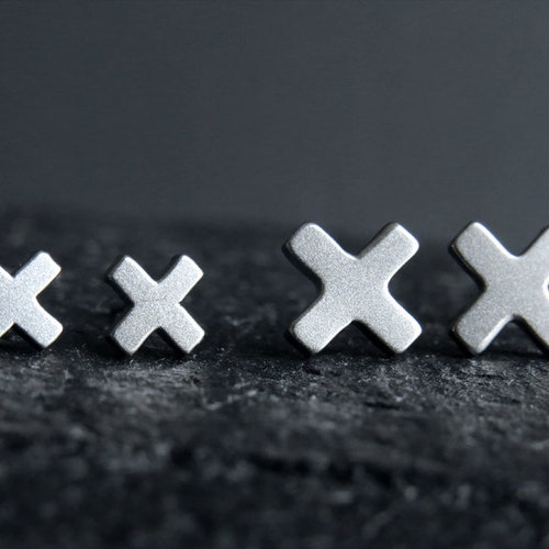 X Shape Stud Earrings / Surgical Steel Earrings / Boyfriend Etsy