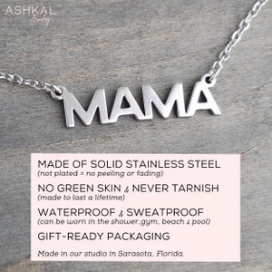 Mama Necklace Gift for Mother's Day Stainless Steel Silver Necklace Gift for New Mother Dainty Minimalist Mama necklace Mom gifts image 4