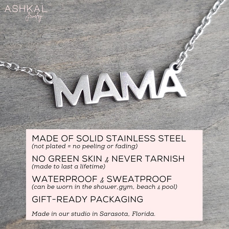 Mama Necklace Gift for Mother's Day Stainless Steel Silver Necklace Gift for New Mother Dainty Minimalist Mama necklace Mom gifts image 4