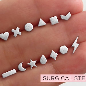 Tiny Stud Earrings • Dainty stud earrings • Second hole earring • Mismatched earrings • Multi hole piercing • Surgical Steel 3mm earrings