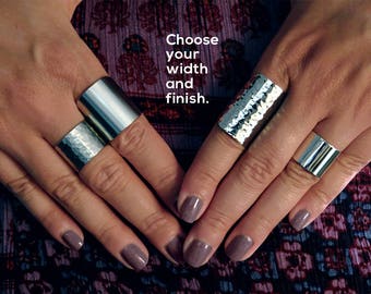 Statement ring / Handmade Boho ring / Full finger ring / Tube ring / wide cuff ring / Long ring / Tarnish free ring / 316L stainless steel
