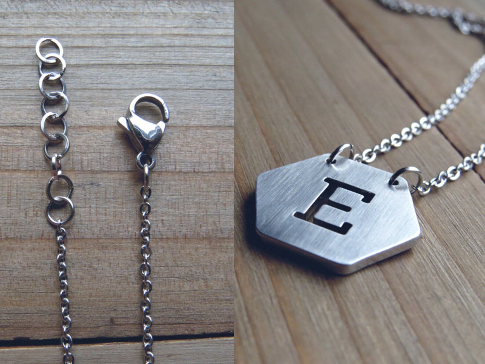 Stainless Steel Initial Necklace / Personalized Initial Etsy