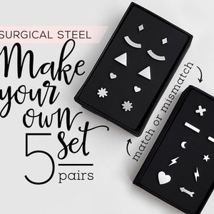 Dainty stud earrings gift set • Mix & Match small earrings for stacking • Cute earrings for everyday • Surgical Stainless Steel earrings