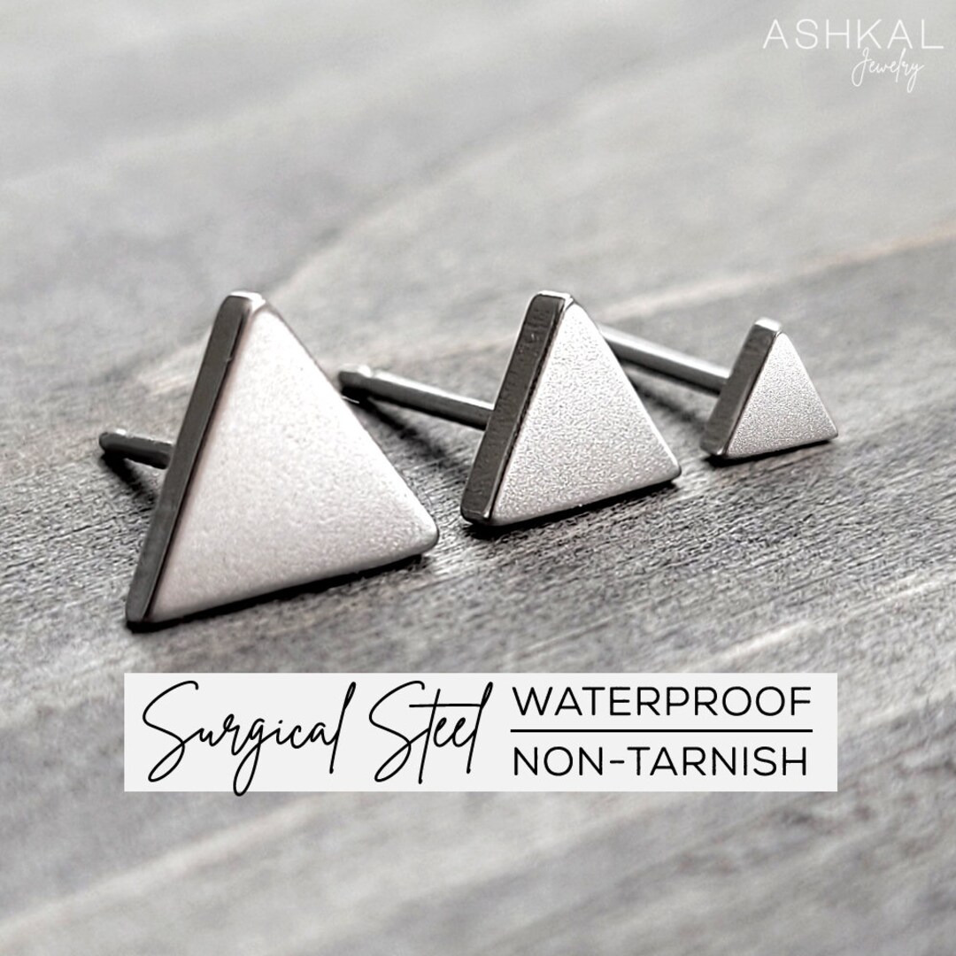 Triangle Earrings Tiny Triangle Earrings Unisex Stud Earrings Men Earrings Surgical Steel Earrings 316L Stainless Steel Jewelry Etsy