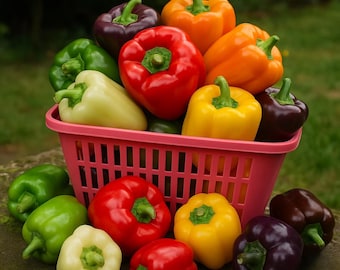 100 Heirloom Rainbow Mixed Bell Pepper Seeds, Sweet Capsicum Annumm, Colorful Vegetable Garden Seeds for Planting