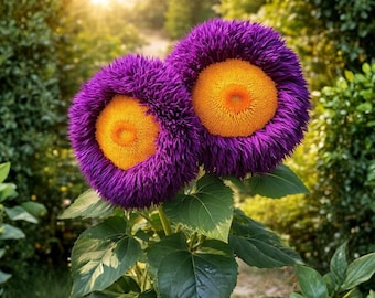 50 semi rari di girasole ornamentale giallo-viola, per la coltivazione di fiori da giardino bicolore.
