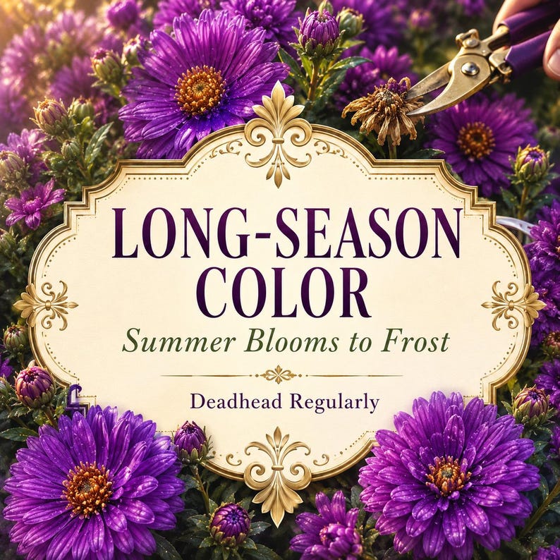 Purple Gem Marigold blooming through summer with regular removal of faded flowers.