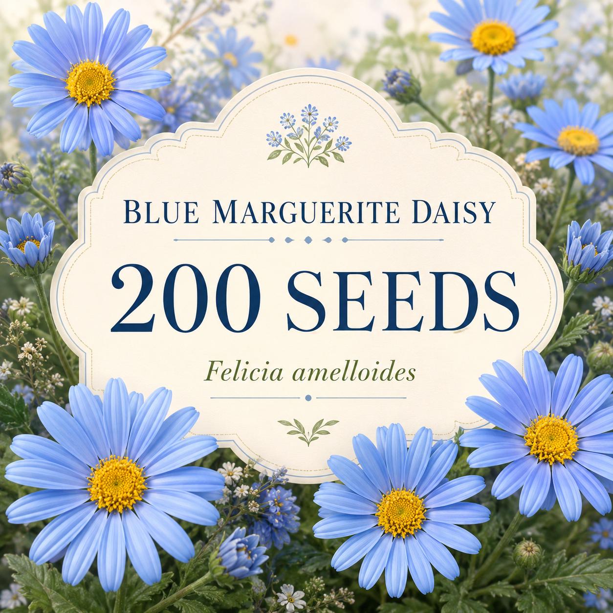 200 Blue Marguerite Daisy Seeds, Felicia Amelloides, Sky Blue
