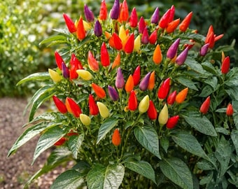 1000 Heirloom Five Color Pepper Seeds, Ornamental Hot Chili, Vegetable Garden Planting