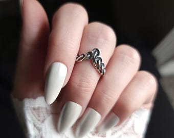 Fairy Nest Mushroom Ring Sterling Silver