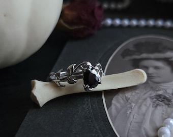 Black Ivy - Cubic Zirconia Onyx Ring - Sterling Silver Ring