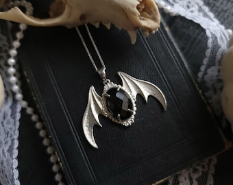 Lilith - Sterling Silver Batwing Frame Pendant