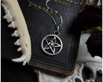 Pentacle Necklace - Sterling Silver and Amethyst