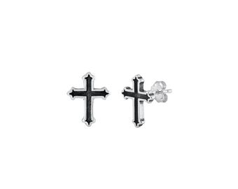 Gothic Cross Earrings - Sterling Silver