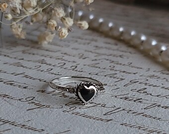 Agate Filigree Heart Ring - Sterling Silver Ring