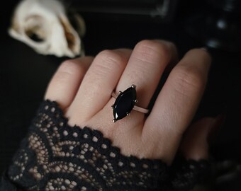 Demetria - Cubic Zirconia Onyx Ring - Sterling Silver Ring