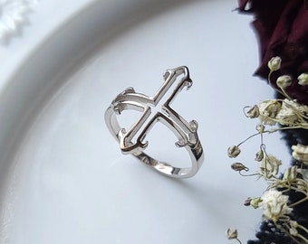 Bague croix creuse en argent sterling