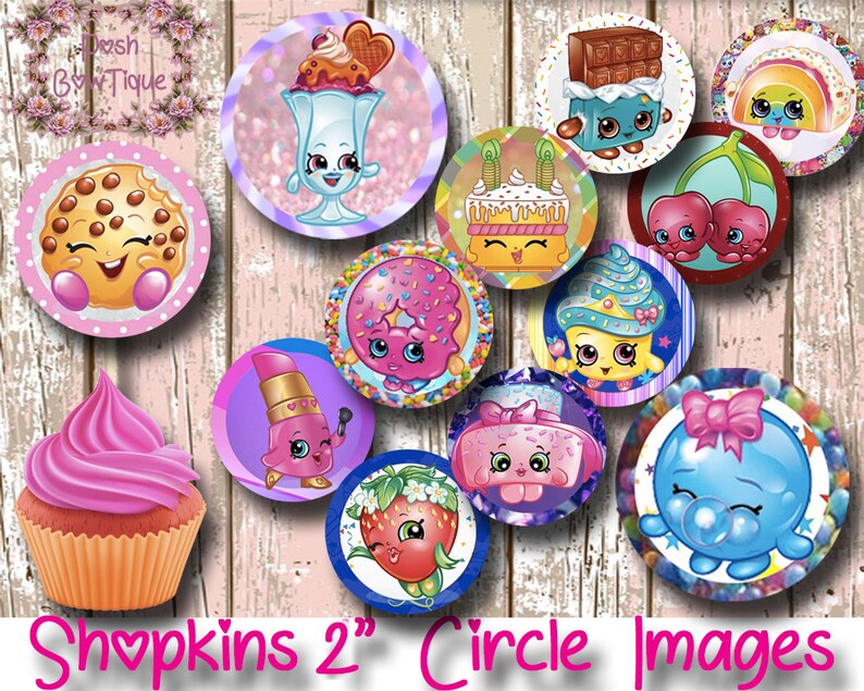 Shopkins Cupcake Toppers. 2 Circle Cake Decorations. | Etsy