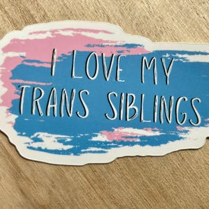 I Love My Trans Siblings Sticker – LGBTQ+ Vinyl Decal | Trans Pride Ally Sticker | Queer Community Support | Pride Gift