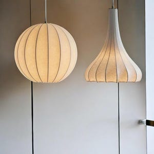 Modern Silk Pendant Light – Japandi Ceiling Lamp for Minimalist Decor | SoraTobu Hanging Shade | Soft Ambient Lighting Fixture