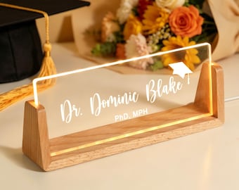 Placa personalizada con el nombre del doctor, regalo de graduación de doctorado personalizado, regalo de graduación de doctorado para estudiantes de doctorado, letrero de escritorio para doctorado