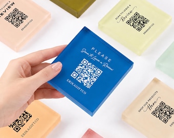 Custom Acrylic QR Code Sign, Google Review & Social Media Display, Personalized Business Counter Sign