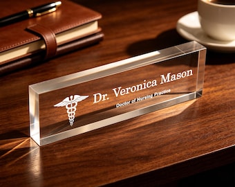 Personalisiertes Acryl-Namensschild, Pflegedoktor-Ärzte-Schreibtisch-Namensschild, PhD-Abschluss-Geschenk-Schreibtisch-Namensschild, Doktor-Schreibtisch-Dekor