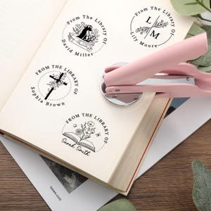 SELLO DE GRABACIÓN DE LIBROS, Grabador de libros personalizado, Grabador de biblioteca personalizado, De la biblioteca de, Ex Libris, Regalos para amantes de los libros