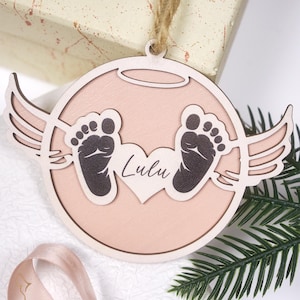 Personalisierte Ornamente für Säuglinge, individuelles Baby-Gedenkgeschenk, Baby-Fehlgeburtsgeschenk, In Erinnerung an das Kind, Engelsflügel, Erinnerung