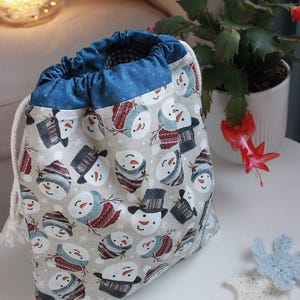 Wiederverwendbare Neujahrs-Projekttasche für Kreative – Geschenkbeutel mit Kordelzug für Garn, Stricken & Häkeln