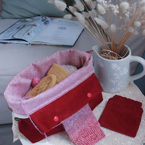 Einzigartige Strick-Projekttasche mit Nadelspiel-Halterung optional mit passender Schnappbörse Strick- & Häkel-Organizer Handgefertigt in UK