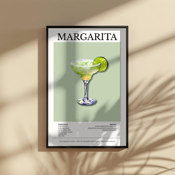 Margarita Recipe Print: Retro Cocktail Bar Art