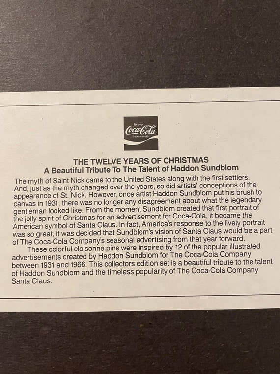 Coca-Cola “Twelve Years of Christmas” Mounted Pin… - image 6