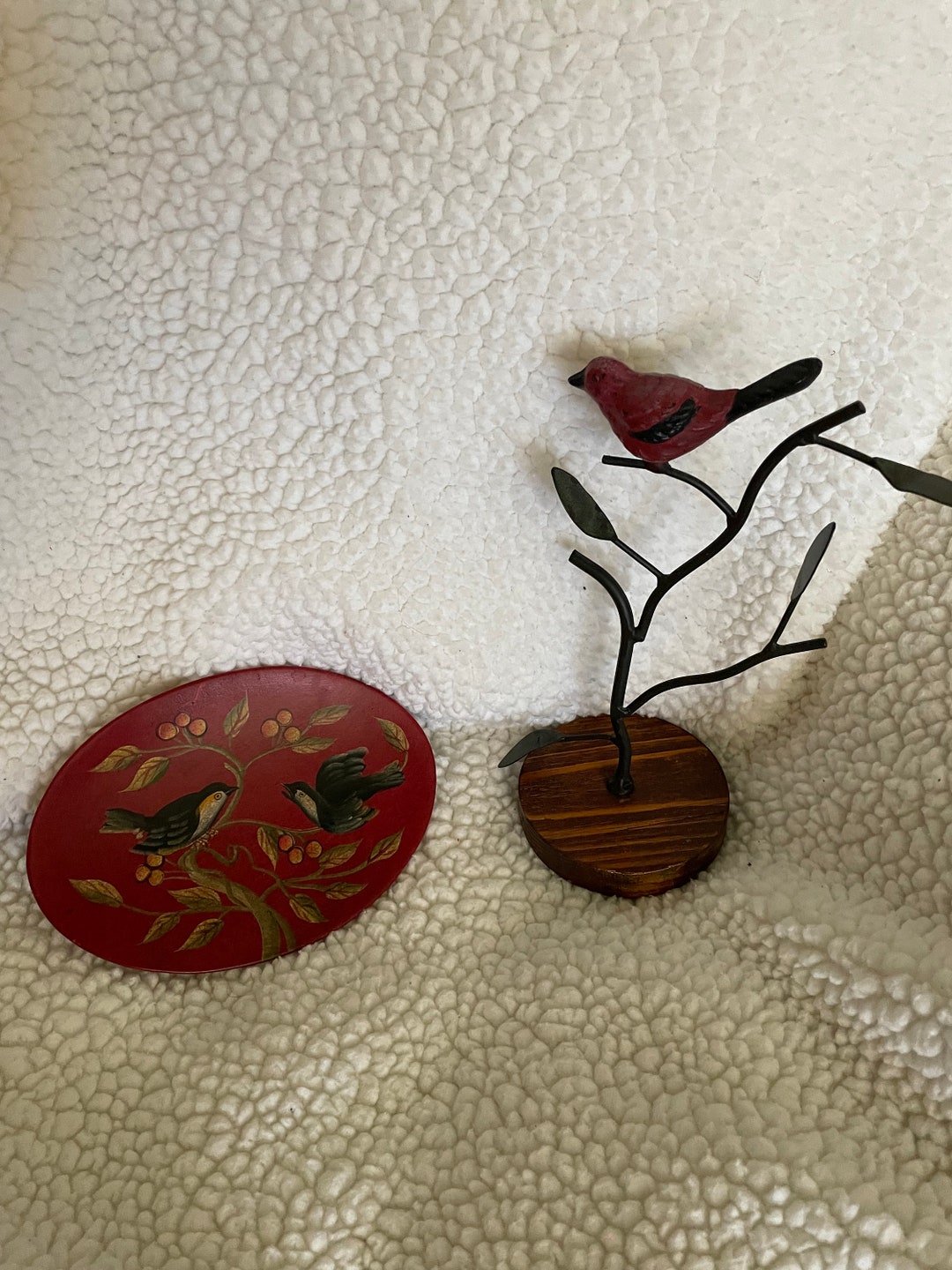 Bird Jewelry Holder With Wooden Bird Trinket Dish Etsy