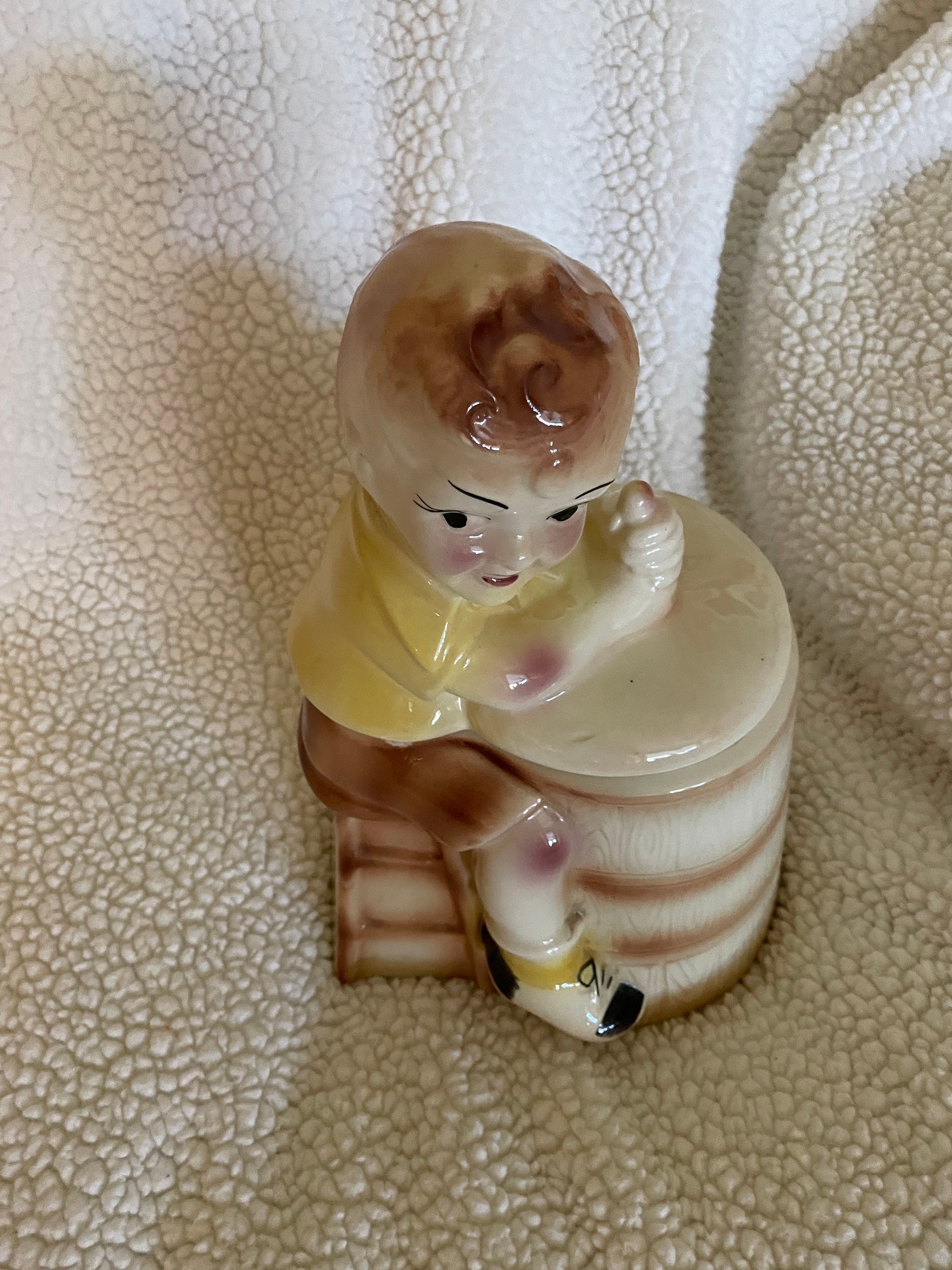 Cookie Jar, Boy Churning Butter, Vintage Etsy