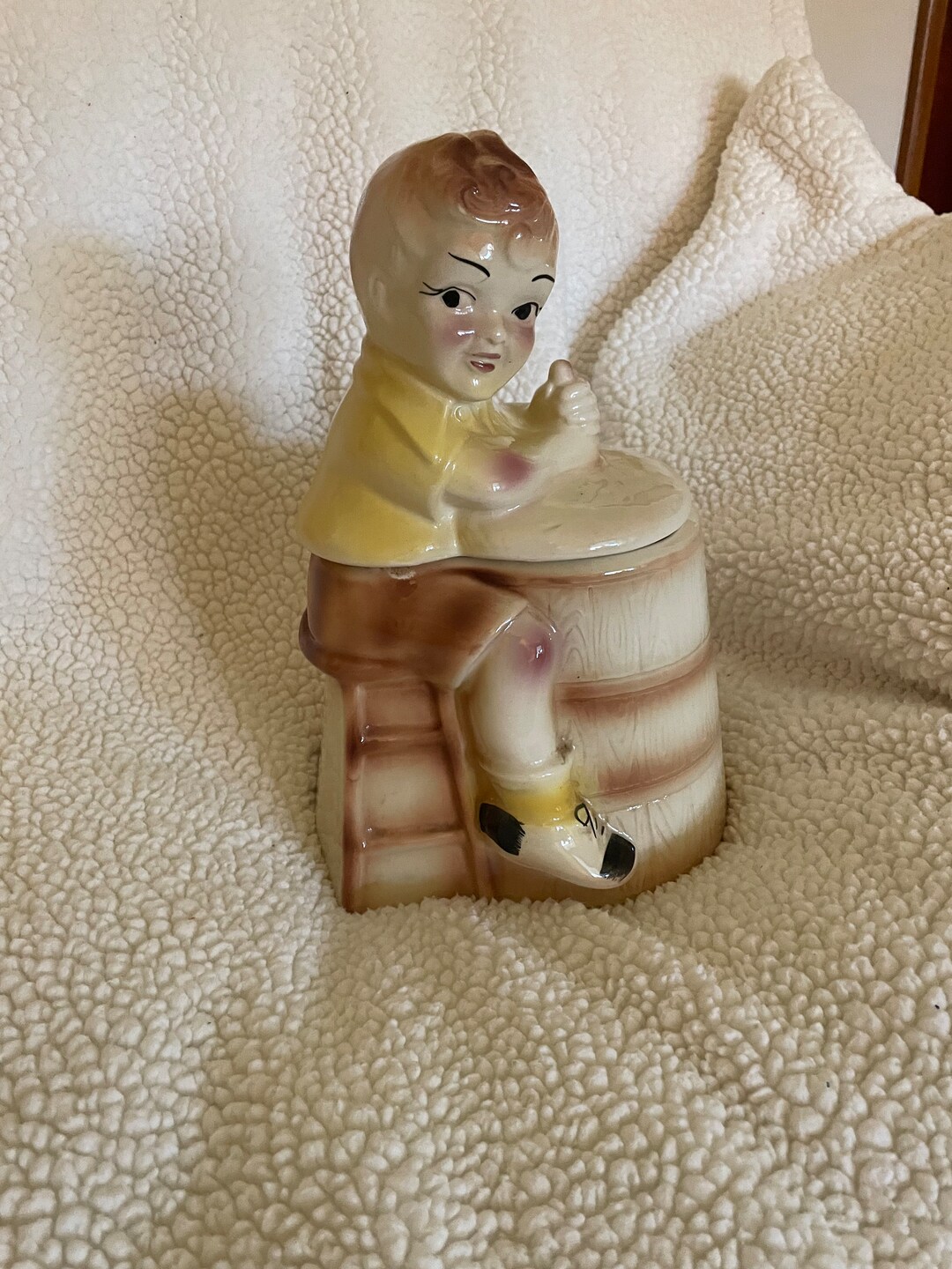 Cookie Jar, Boy Churning Butter, Vintage Etsy