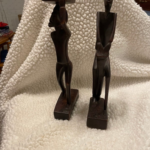 Wooden African Figures, Hand-carved, Two