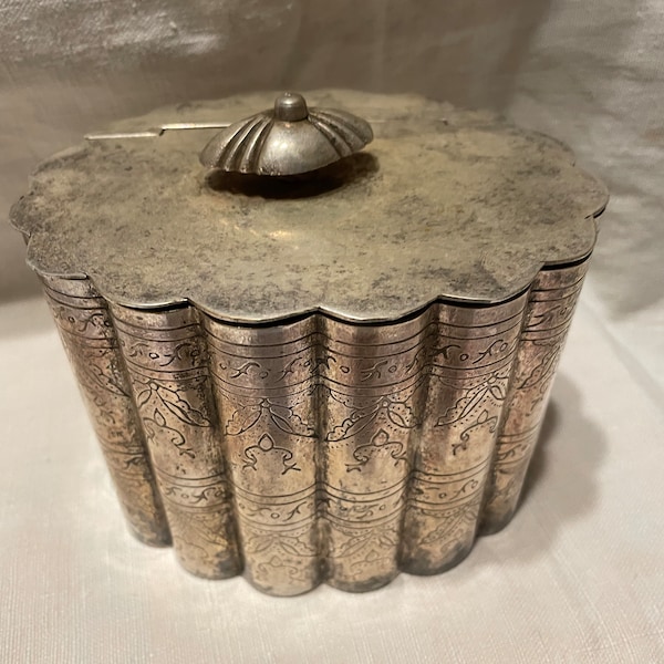 Brass Trinket Box, Etched, Made in India