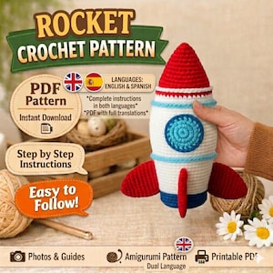 Amigurumi Rocket Crochet Pattern: DIY Space Toy PDF Download
