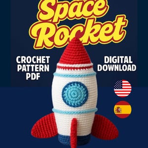 Handmade Amigurumi Rocket Toy Pdf – Crochet Space Plush – Soft Rocket Doll – Baby Nursery Decor – Space Gift for Kids