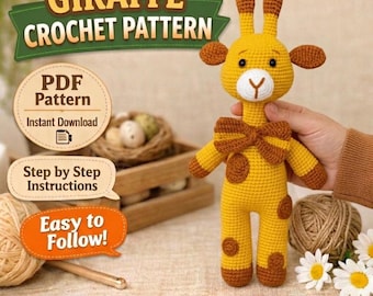 Patrón de jirafa amigurumi de ganchillo: Descarga PDF de animales de safari