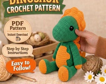 Dinosaur Amigurumi Crochet Pattern, Beginner Friendly PDF (Instant Download)