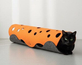 PETKARAY Cat Tunnel - L-Shape Felt Hideaway Cave With Peek Hole For Indoor Cats