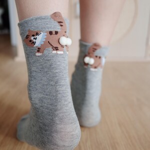 Butt Socks | Cat Butt Socks For Women | Funny Cat Lover Gift | 3D Tail Design | Cute Crew Socks | Gift Idea | Pet Stocking image 5