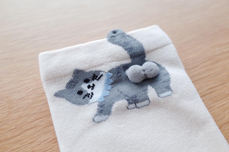 Butt Socks | Cat Butt Socks For Women | Funny Cat Lover Gift | 3D Tail Design | Cute Crew Socks | Gift Idea | Pet Stocking image 9