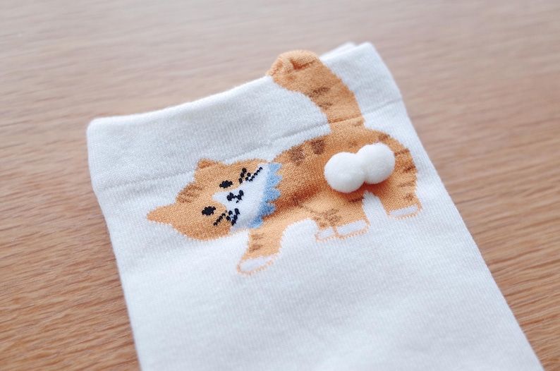 Butt Socks | Cat Butt Socks For Women | Funny Cat Lover Gift | 3D Tail Design | Cute Crew Socks | Gift Idea | Pet Stocking image 8