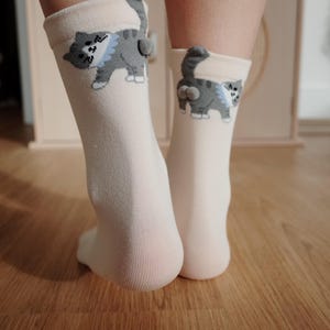 Butt Socks | Cat Butt Socks For Women | Funny Cat Lover Gift | 3D Tail Design | Cute Crew Socks | Gift Idea | Pet Stocking image 6