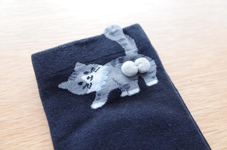 Butt Socks | Cat Butt Socks For Women | Funny Cat Lover Gift | 3D Tail Design | Cute Crew Socks | Gift Idea | Pet Stocking image 10