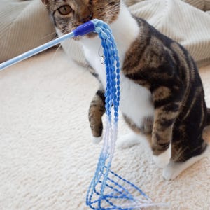 Rainbow Ribbon Cat Wand: Feather-Free, Bell, Long Tail