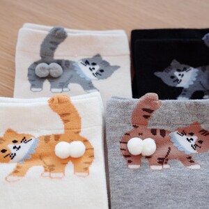 Butt Socks | Cat Butt Socks For Women | Funny Cat Lover Gift | 3D Tail Design | Cute Crew Socks | Gift Idea | Pet Stocking image 11